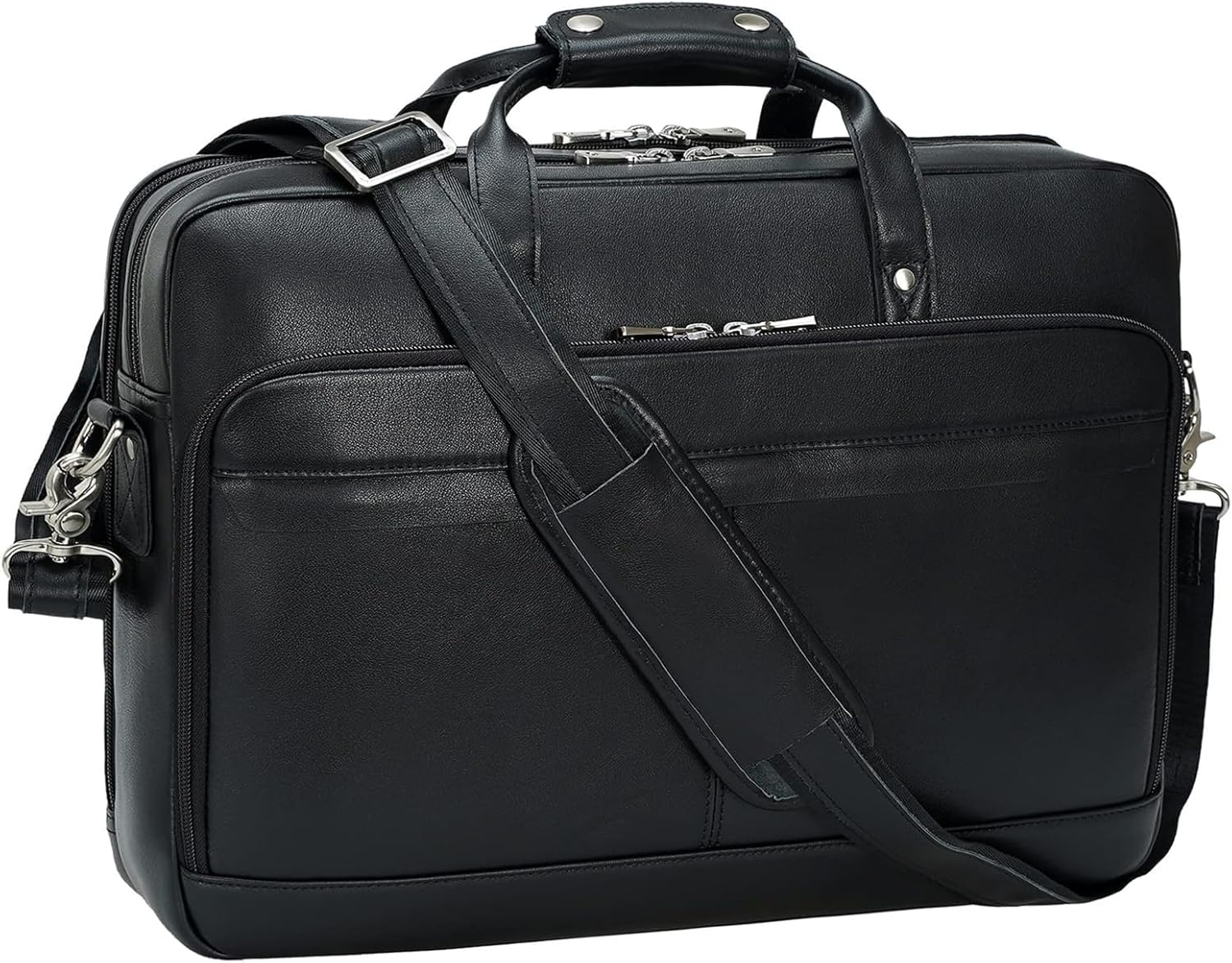 Leather Briefcase for Men 17 Inch Laptop Crossbody Shoulder Messenger Bag Attache Case for Business