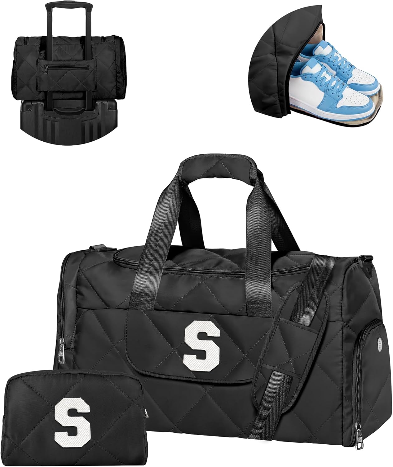 Birthday Gift for Women Teens, Initial Travel Bag for Weekend, Overnight, Girls Trips Gift Ideas, Gifts for Daughter, Granddaughter, Sister, Mom, Teacher, Friends, Travel Essentials