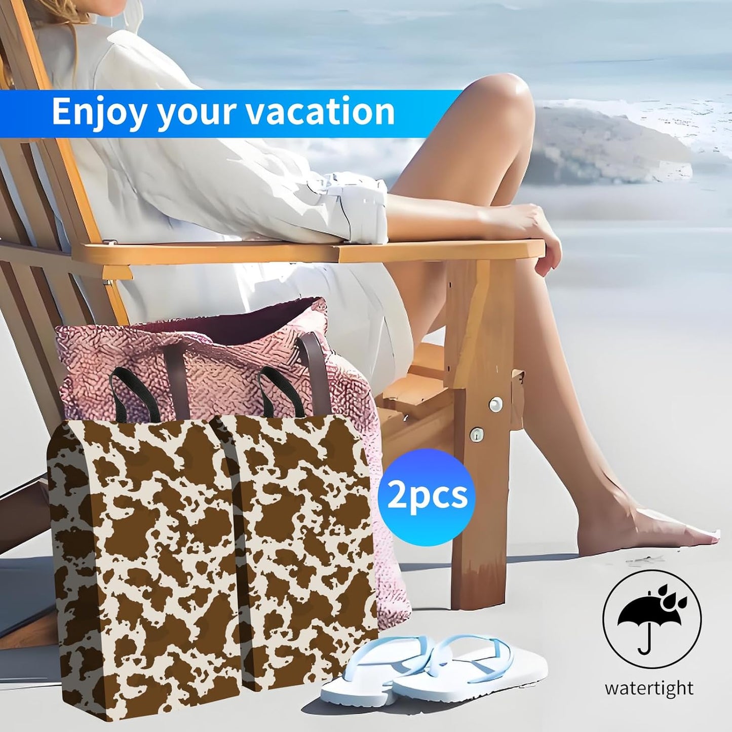 2pcs Shoe Organizer for Travel, Packing Shoe Travel Bags, Cute Shoe Bag with Zipper & Handle, Portable Travel Essentials for Women and Men Brown Leopard