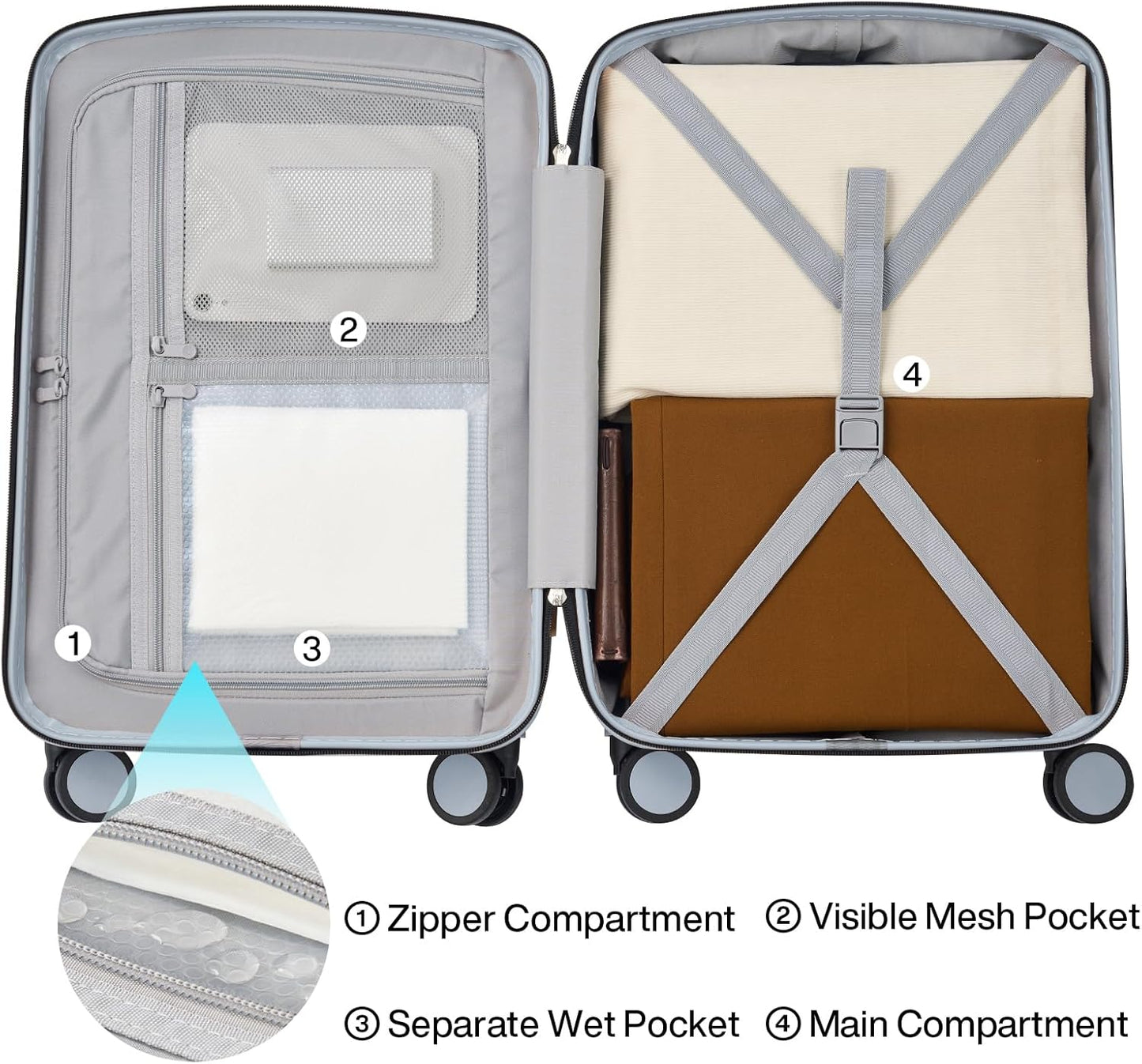 Hanke 24 Inch Luggage with Spinner Wheels Lightweight PC Hard Shell Suitcases Checked Luggage with