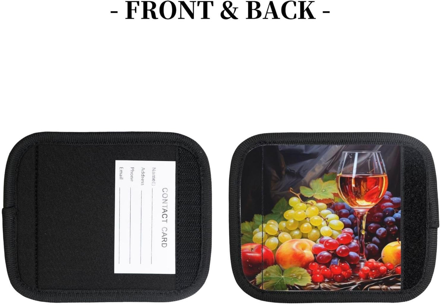 Luggage Handle Wraps Grape Wine Glass Fruits Art Painting Luggage Identifiers Soft Neoprene Luggage Handle Wraps For Suitcase Trolley Handle Grip Cover 2 Pack Luggage Tags