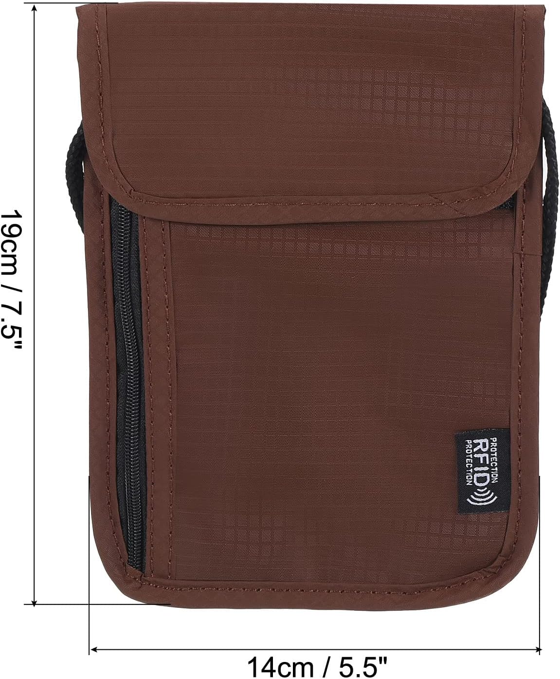 PATIKIL Neck Wallet, Passport Holder Neck Pouch RFID Blocking Waterproof Neck Travel Wallet for Women & Men, Brown