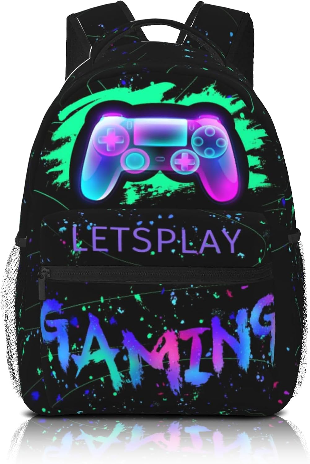 School Boys Backpack Ages 8-10 Abstract Gamepad Backpack Fire Bookbag Water Resistant Bag Travel Hiking Camping Daypack For Kids Teens Boys Girls