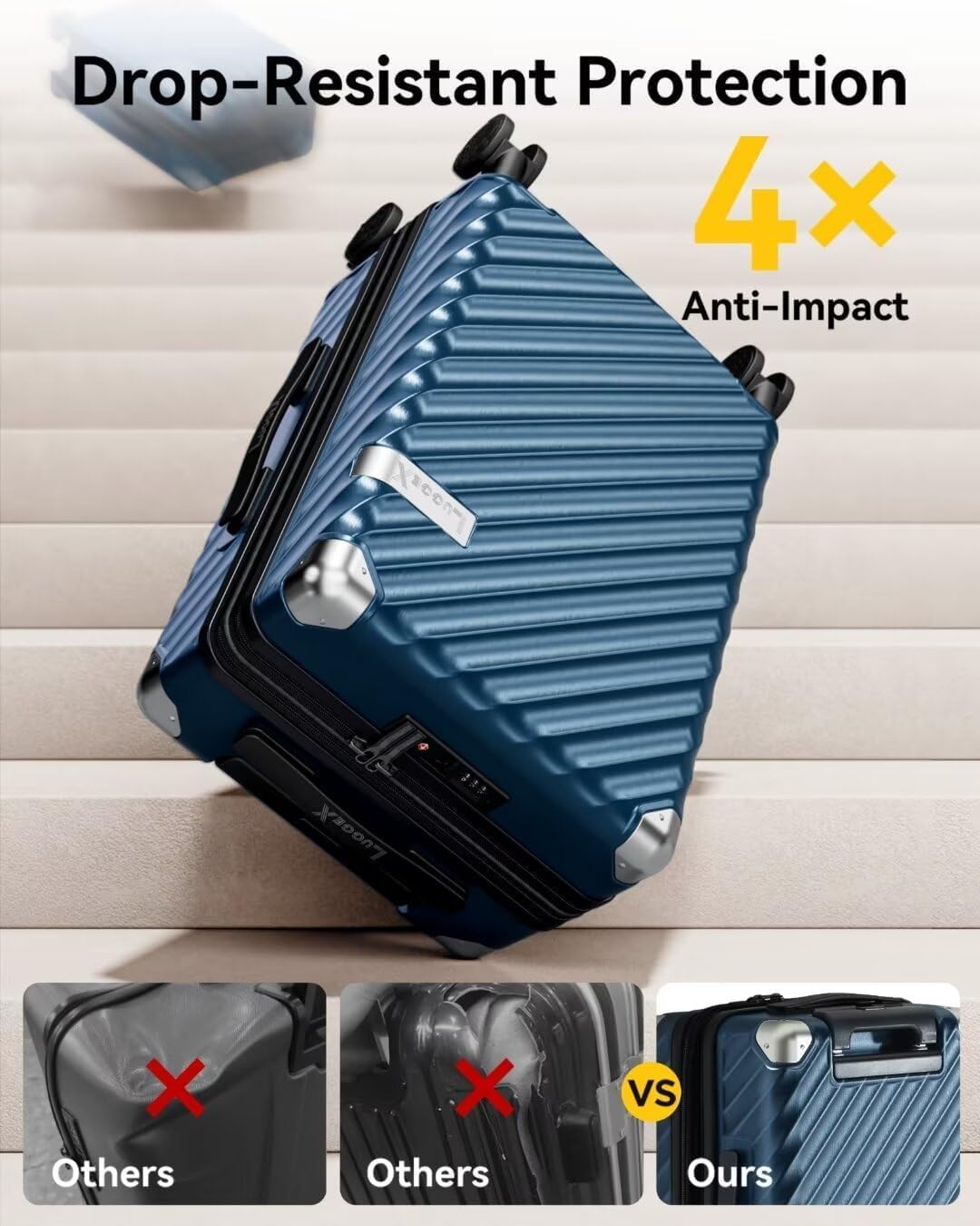 LUGGEX Luggage with Spinner Wheels - Expandable Hard Shell Suitcase With Wheels, Carry-On 20-Inch