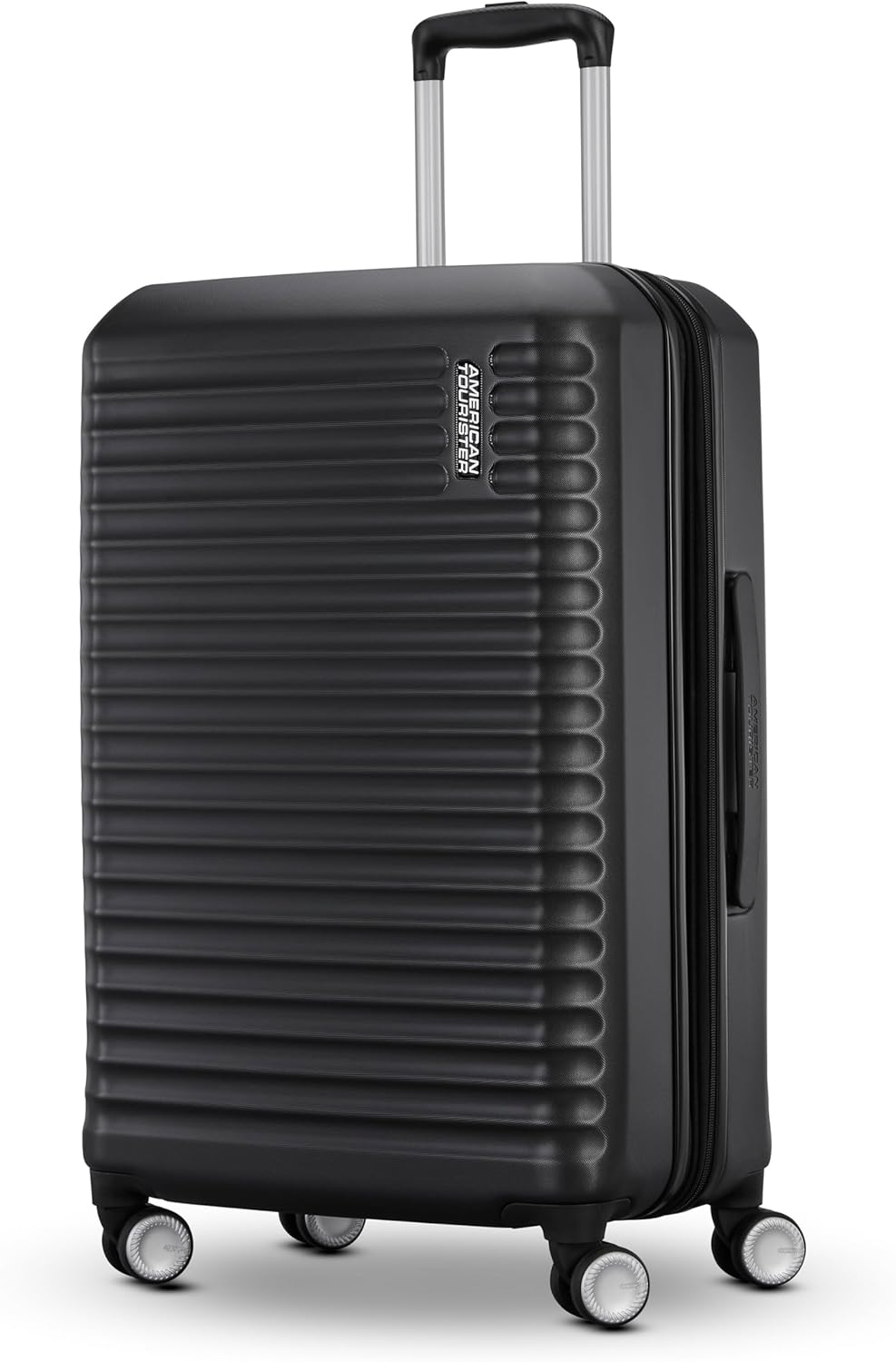 American Tourister Stratum 3.0 Medium 24-Inch Spinner, Airline Approved, Durable Hardside Luggage, Expands 1.5", RightHeight™ Adjustable Handle, Black