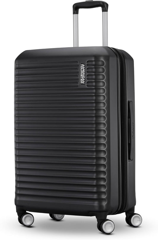 American Tourister Stratum 3.0 Medium 24-Inch Spinner, Airline Approved, Durable Hardside Luggage, Expands 1.5", RightHeight™ Adjustable Handle, Black