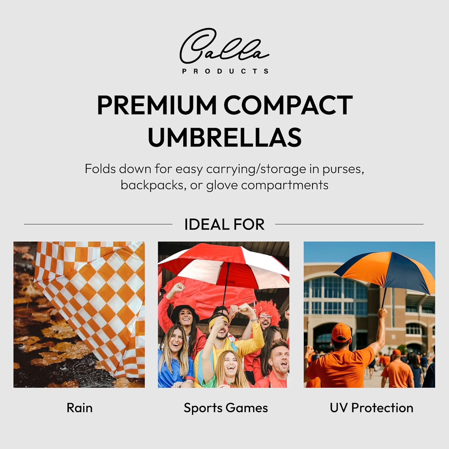 Topsy Turvy Compact Umbrella for Sports Games, Travel, Rain, UV Protection, & Everyday Use, Team
