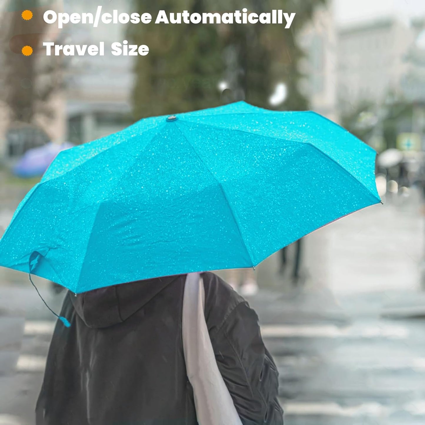 SIEPASA Windproof Travel Compact Umbrella-Automatic Umbrellas for Rain-Compact Folding Umbrella, Travel Umbrella Compact, Small Portable Windproof Umbrellas for Men Women Teenage.(Light Blue)