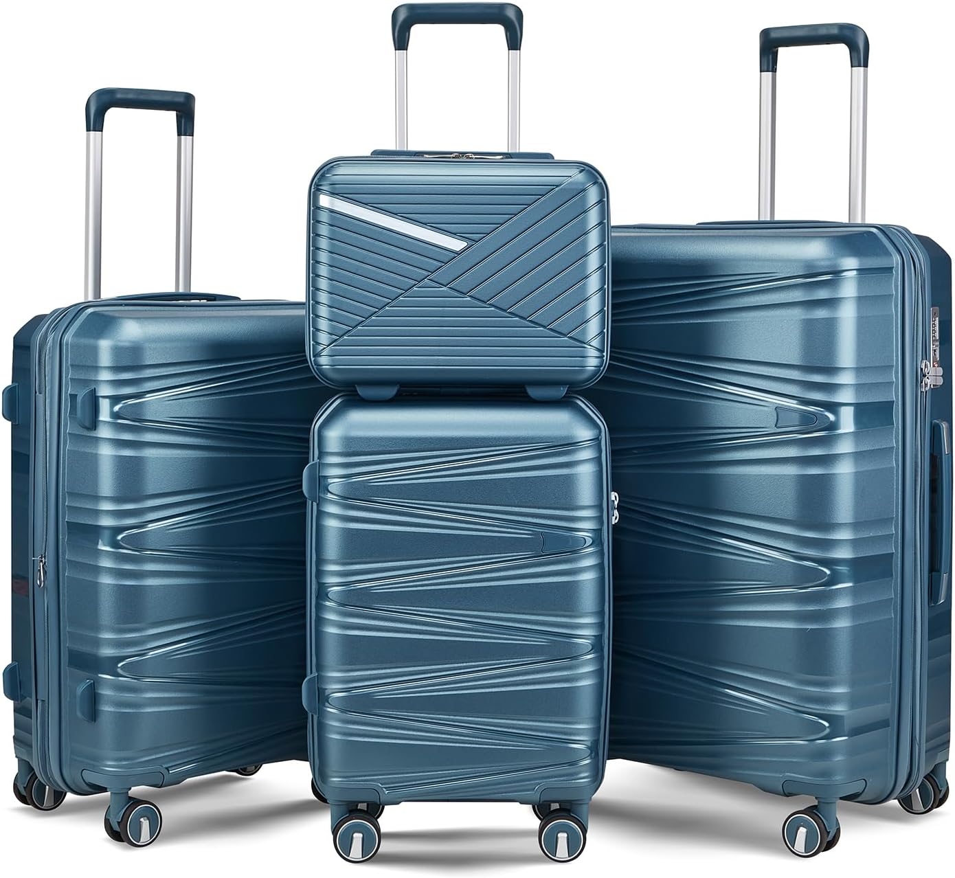 Campfun Luggage 4 Piece Sets, Expandable Carry On Luggage Set Hardshell PP, Suitcase Set with