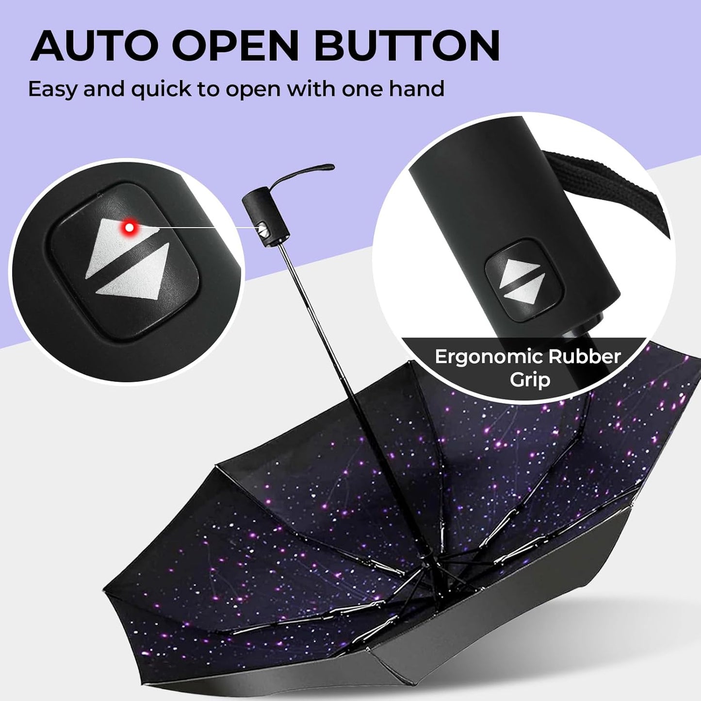 LLanxiry Compact Travel Umbrella, Mini Windproof Umbrellas for Rain & Sun, Small Lightweight Outdoor UV Umbrella, Portable Folding Umbrellas for Travel