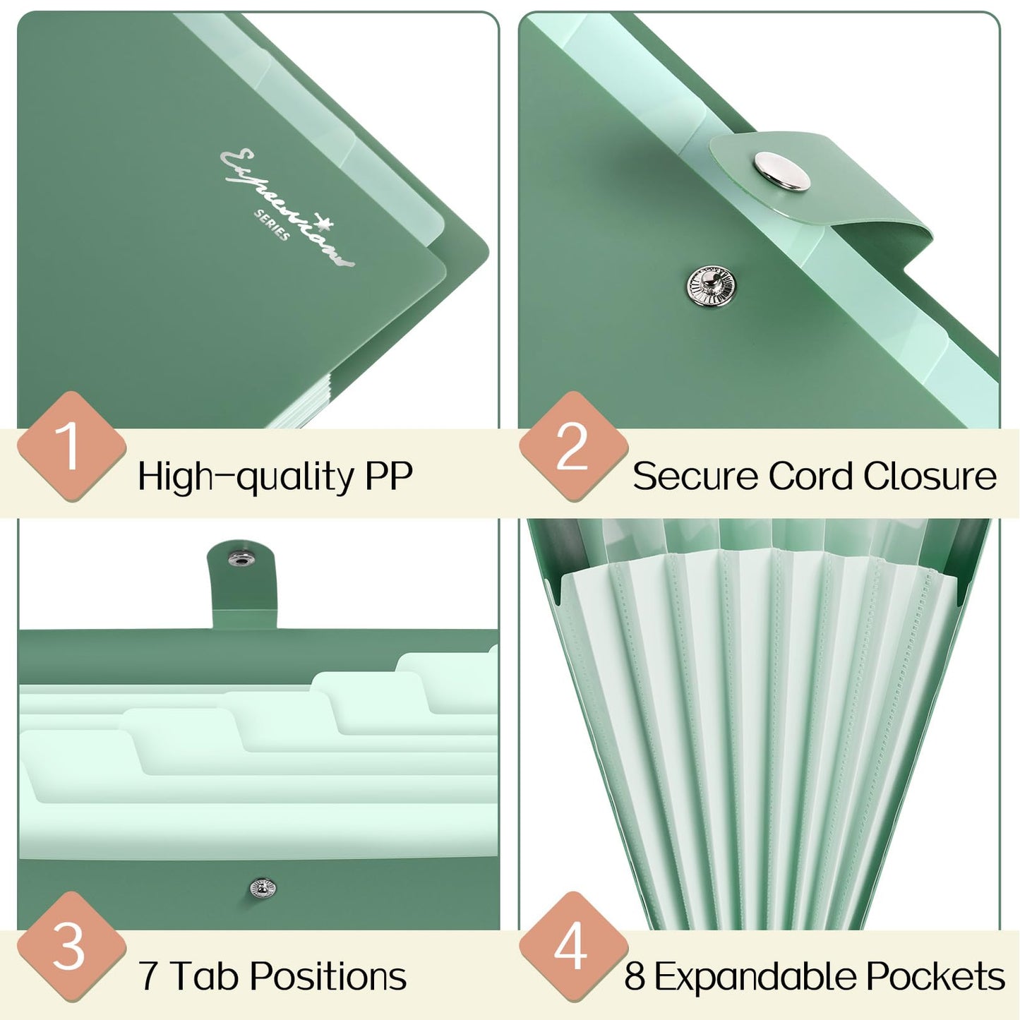 Sooez Elegant Accordion File Organizer, 8 Pocket Expanding File Folder