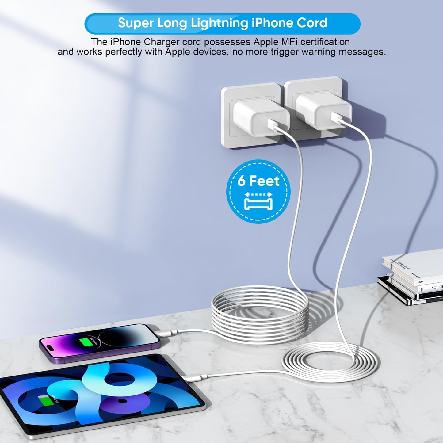 iPhone Fast Charger,Phone 14 13 12 11 Fast Charger USB C Wall Charger with 2-Pack 6FT Fast Charging Cable Compatible with iPhone 14/14 Pro/14 Pro Max/i Phone 13pro/12/11/X/8/7/6/iPad Pro/Mini/AirPods