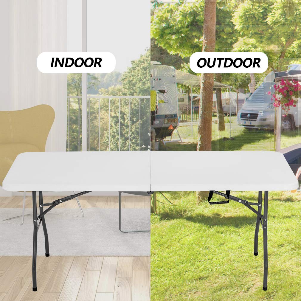 BestOffice | 6FT Folding Table | White | Portable Plastic Table