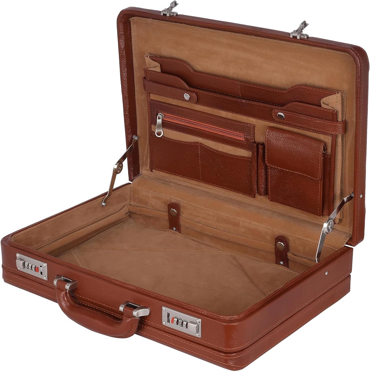 Full Grain Leather Briefcase Attache Case For Unisex Size L18 * W5 * H12 Inches Expandable Briefcase Bag