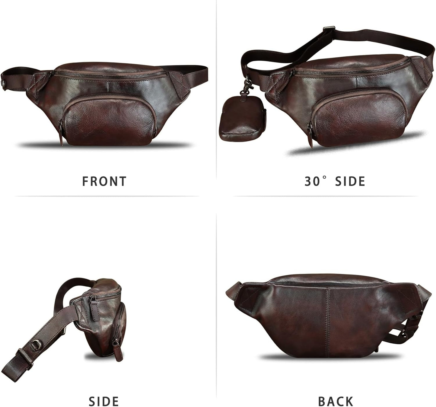 LRTO Genuine Leather Waist Bag Hip Bag Fanny Packs for Women and Men Real Leather Fanny Bag Sling Bag Crossbody Bags Chest Purses (Coffee), LRTO-77481