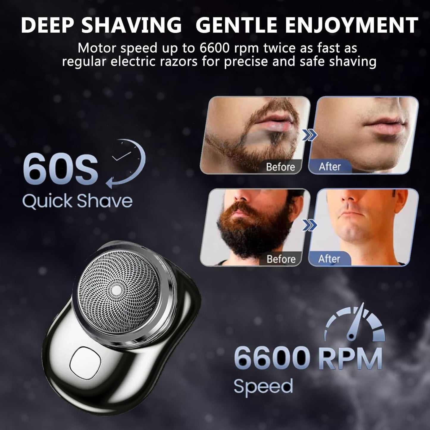 Mini-Shave Portable Electric Shaver,mini shavers for Men Women Father Day Gifts,Travel-Friendly mini Shaver,Lightweight Razor for Travel Office Business Trip (Black)