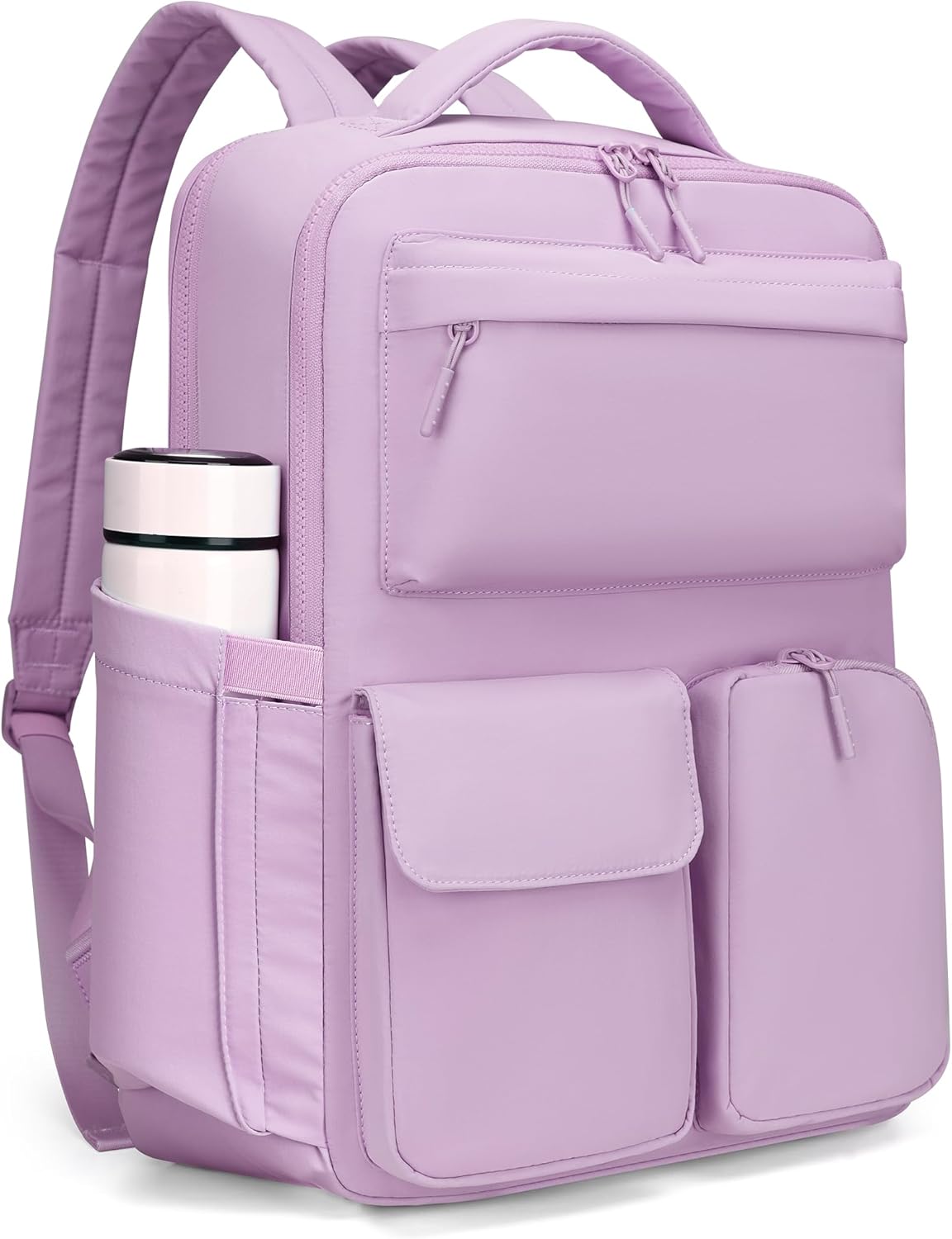 FODOKO Backpack for Work, Casual Backpack for Women Men Daypack Backpack for Travel College Bookbag Separate Compartment for 15.6 Inch Notebook Light Purple