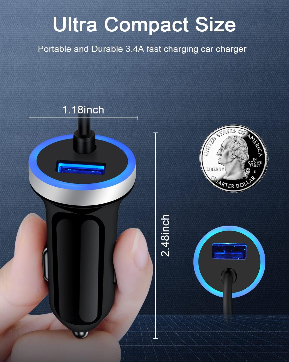 Cell Phone Car Charger for Samsung Galaxy A17 A16 A25 A15 5G A13 A14 A24 A03s S25 S24 S23 Ultra iPhone 17 16e 16 15, USB C Cigarette Lighter Adapter Usbc Cord Fast Charging Typec Cargador Cable Auto