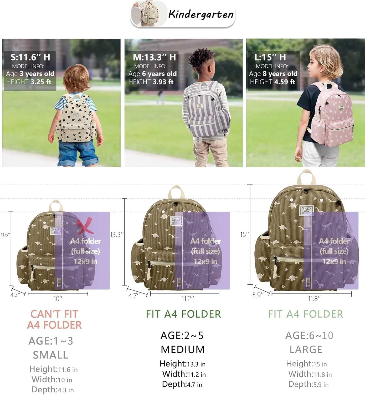 Corduroy Toddler Backpack for Boys 2-5: Preschool Backpack for Boys Girls - Cute Kids Backpack for Boys 13.5" H Fit Folder