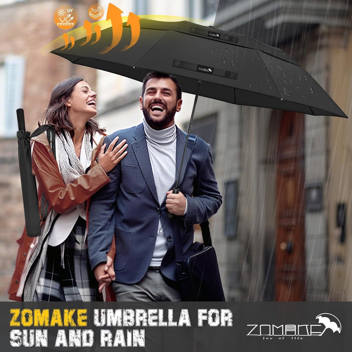 ZOMAKE Compact Golf Umbrella 42/54/62 Inch,Large Golf Umbrellas Windproof Automatic Open Portable Collapsible Travel Umbrella for Men Women
