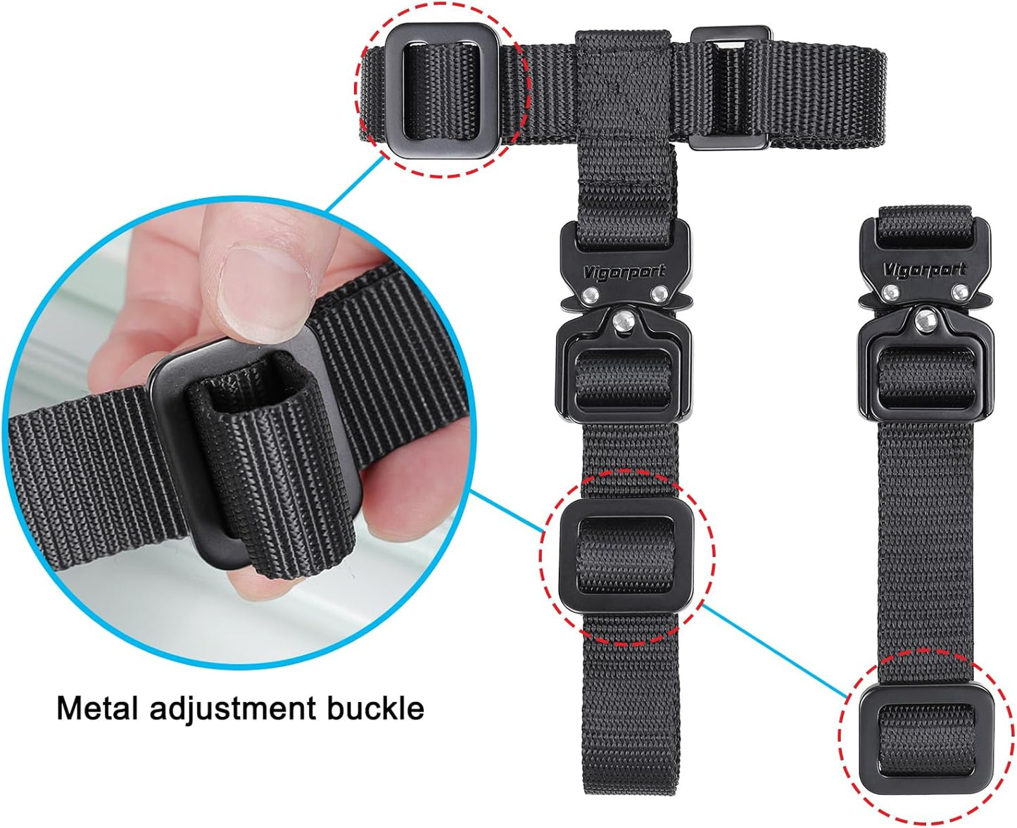 Vigorport Luggage Straps, Metal Luggage Connector Straps for Suitcases Add A Bag and Connect Your 2 Suitcases Together Adjustable Attachment Accessories Belts (0.75" Width Small Size)