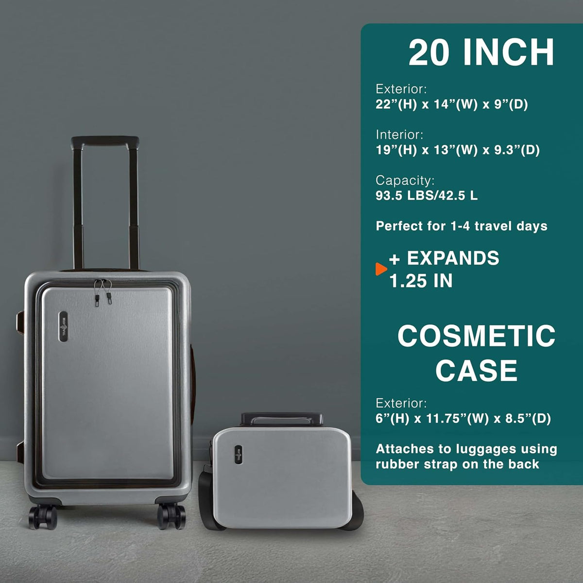 Luggage Sets 3 Piece, 22 Inch Carry on Luggage and 24 Inch Suitcases with Wheels Spinner, Durable