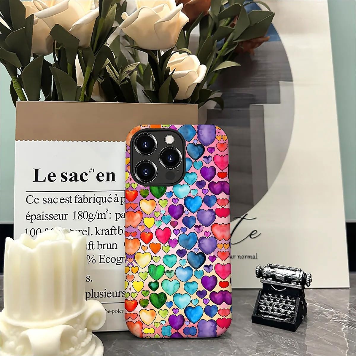 SEized Case Compatible with for iPhone 16 Pro,Colorful Heart Lovely Cute Pink Phone Case for Girl Women Boy Men,Durable Protection Phone Case for iPhone 16 Pro
