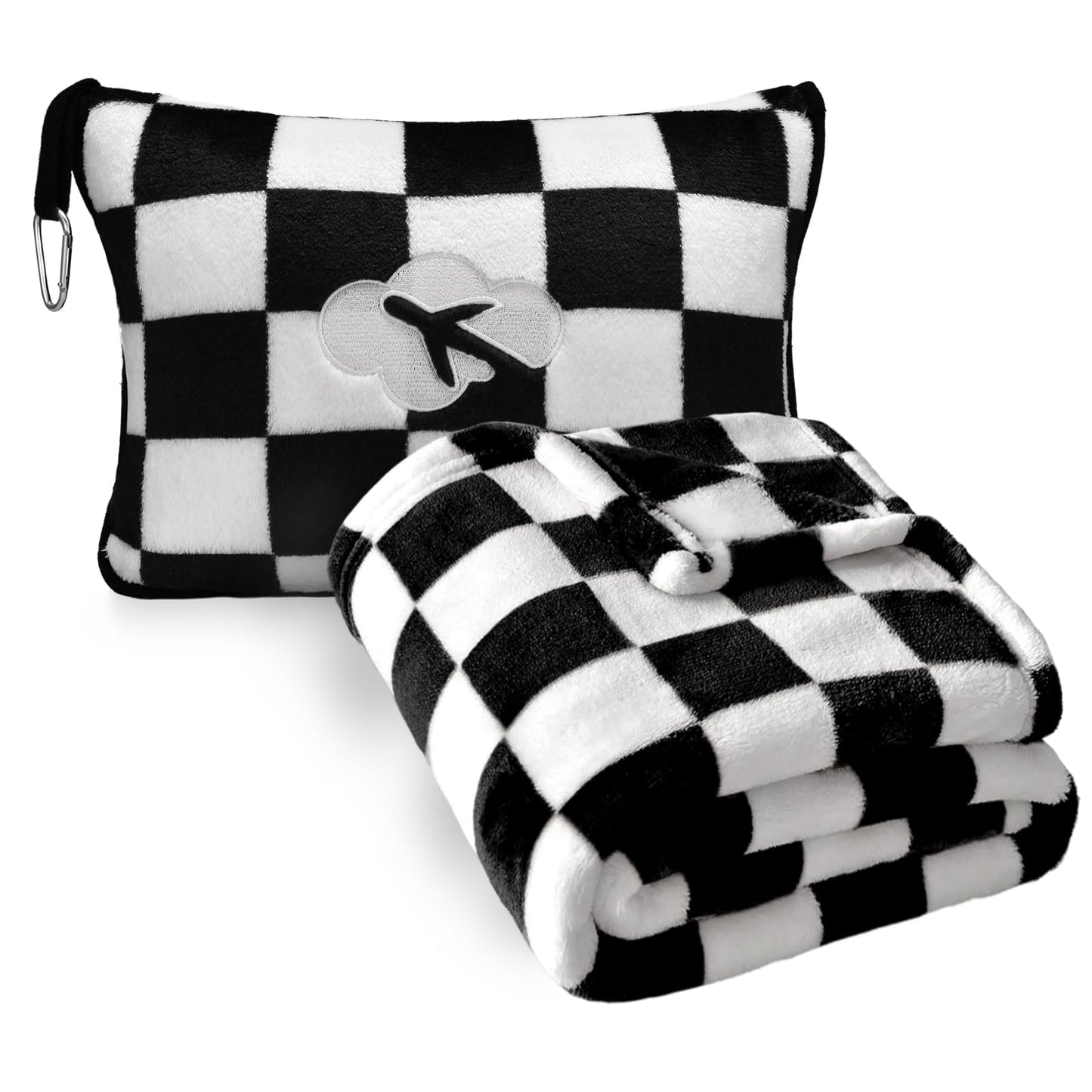 Travel Blanket and Pillow Compact, Premium Soft 2 in 1 Airplane Blanket with Soft Bag