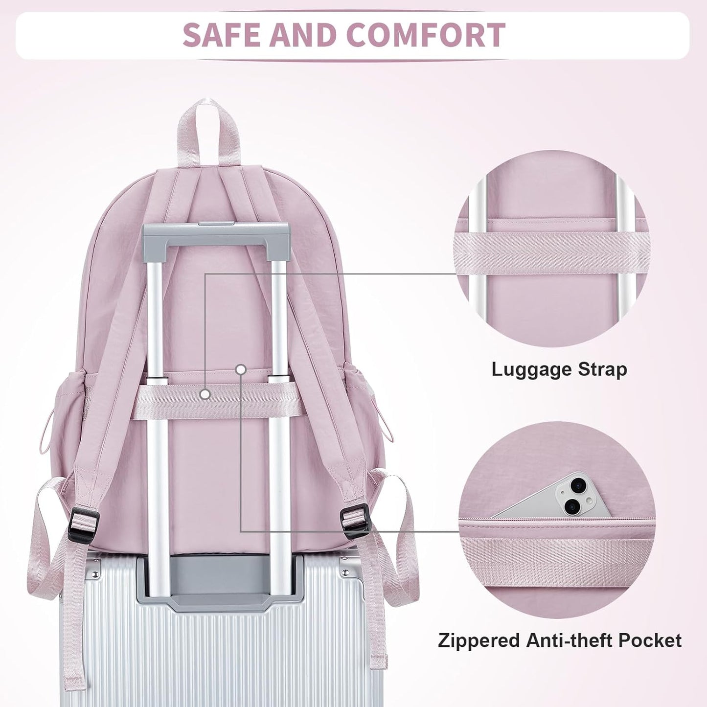 Simple School Backpack For Women Men Aesthetic Medium Backpack Lightweight Casual Daypack College Backpacks Cute Bookbag for Teens Girls Boys Basic Bagpack（Purple）