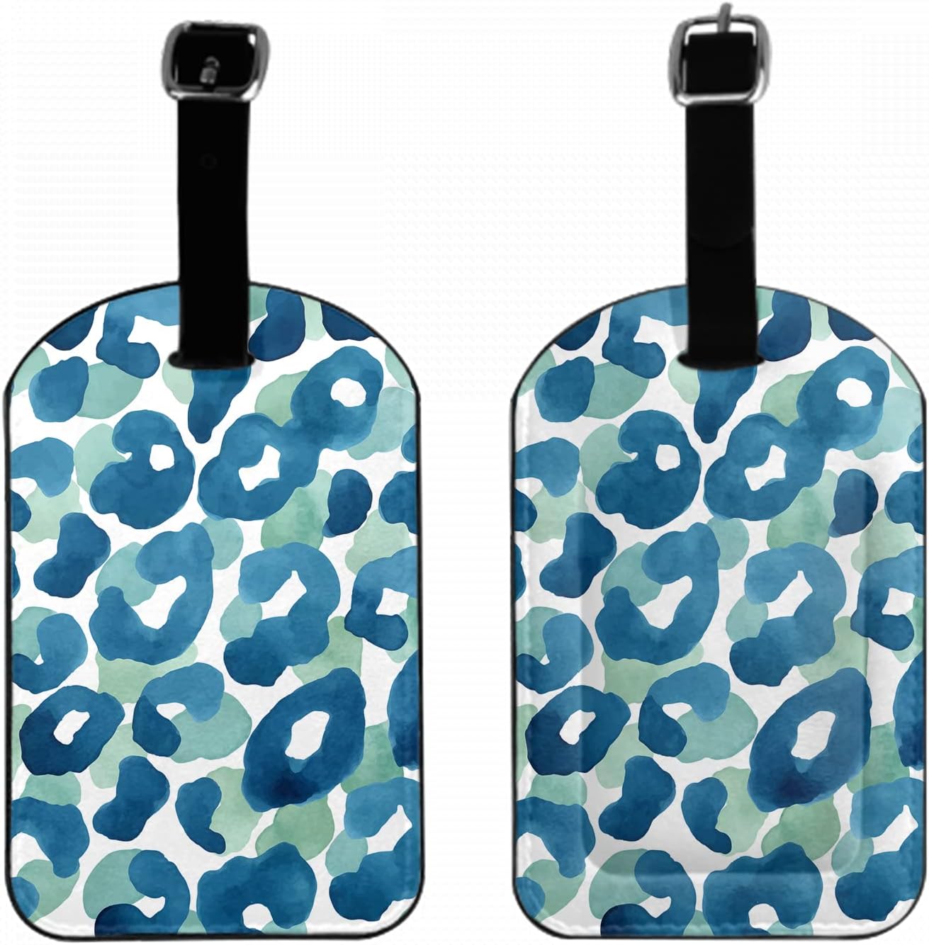 Leopard Print Suitcase Tag Animal Skin Safari Wildlife Turquoise Luggage Tags Label Cruise Instrument Bag Case Tags, 1 Pack