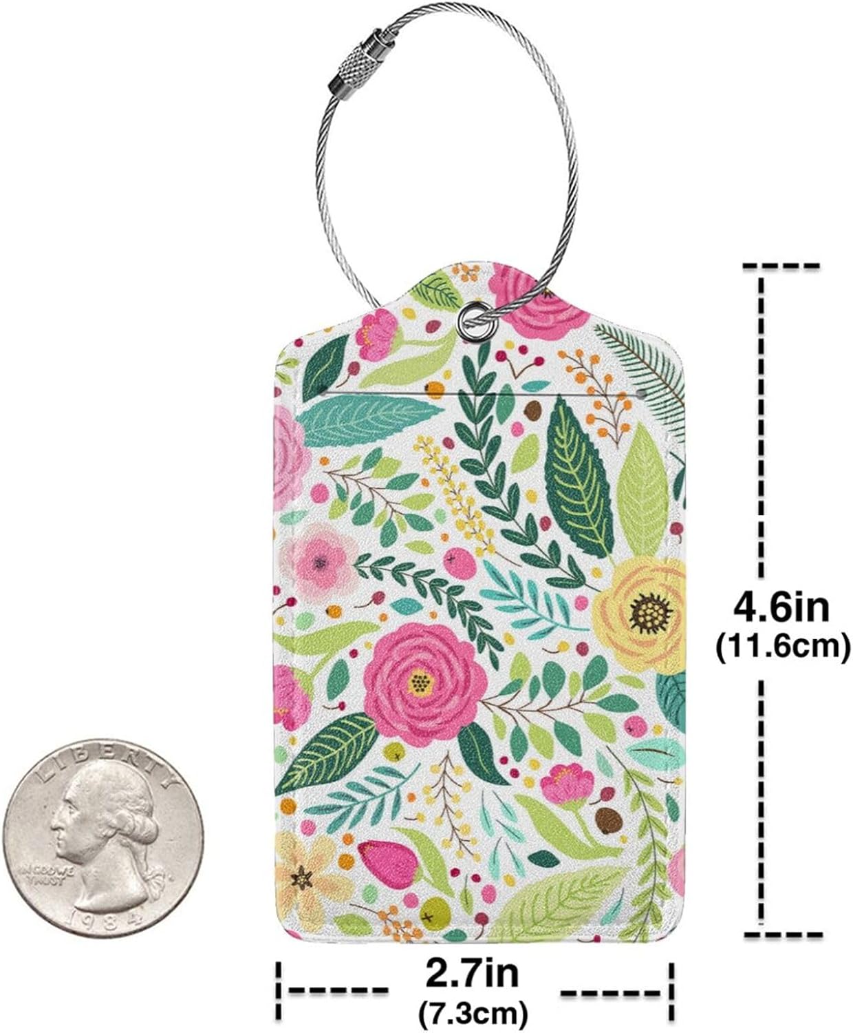 2 Pcs Cute Retro Flower Luggage Tag for Suitcase,Label Hand-Painted Nature Gifts for Privacy Cover ID Label with Stainless, Birthday Boy Girl