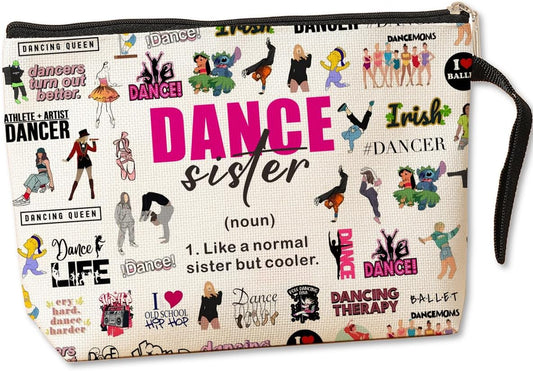 Jztco Dance Gifts Dance Sister Definition Cosmetic Bags Toiletry Bag Birthday Graduation Funny Makeup Bag Dancing Dancer Gifts for Women Teens Girls Girlfriend Sister Friend Daughter