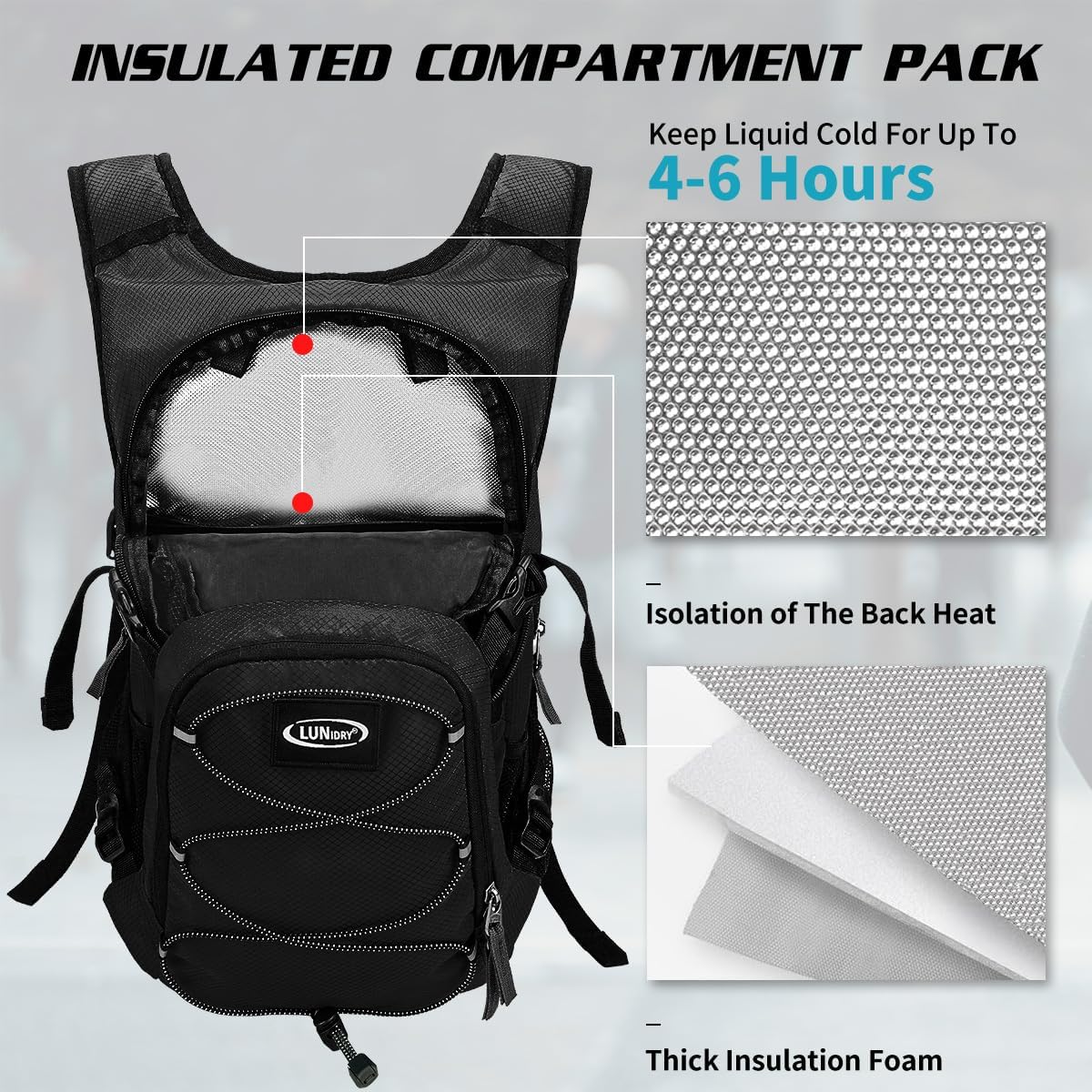 Hydration Backpack with 3L Water Bladder, Insulated Running Hydration Pack Hydropack, Lightweight Water Backpack for Hiking Cycling Camping Biking for Men Women