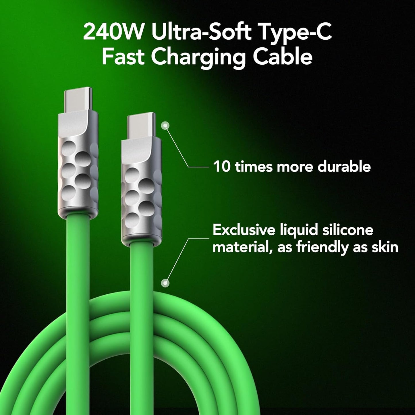MFish USB C to USB C Cable 5FT, 240W Max Type-C Fast Charging Cord for iPhone 15/16 Series, iPad, MacBook and More (Green Type c, 5Ft)