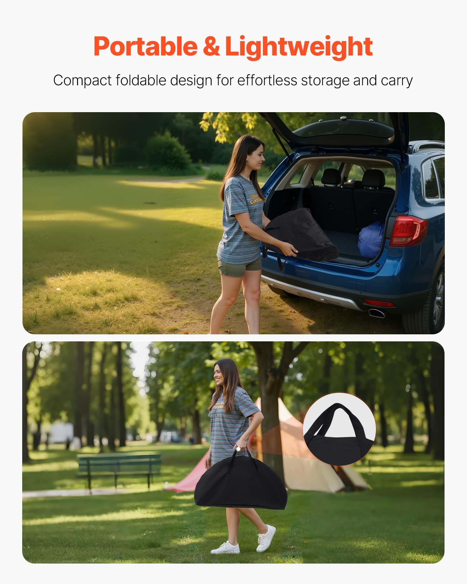 VEVOR Folding Camping Table, Portable Outdoor Lightweight Picnic Table, 600D Oxford Fabric