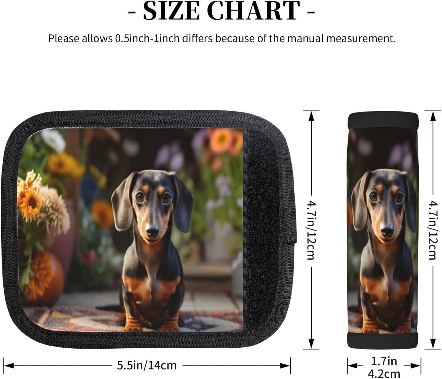 Luggage Handle Wraps Cute Dachshund Dog Luggage Identifiers Soft Neoprene Luggage Handle Wraps For Suitcase Trolley Handle Grip Cover 2 Pack Luggage Tags