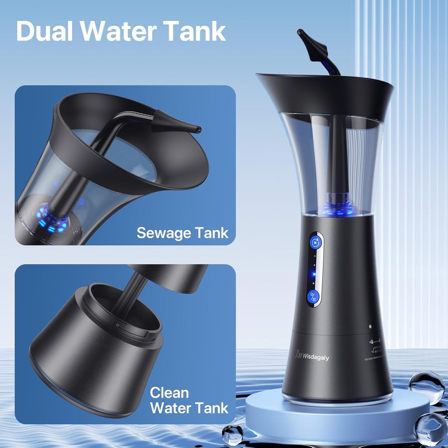 Ear Wax Removal, Upgraded Dual Water Tank Electric Ear Cleaner, IPX6 Waterproof Ear Cleaning Kit with Water Temperature Sensor Effective & Safe Ear Wax Removal Kit, 4 Pressure Modes & USB-C Cable