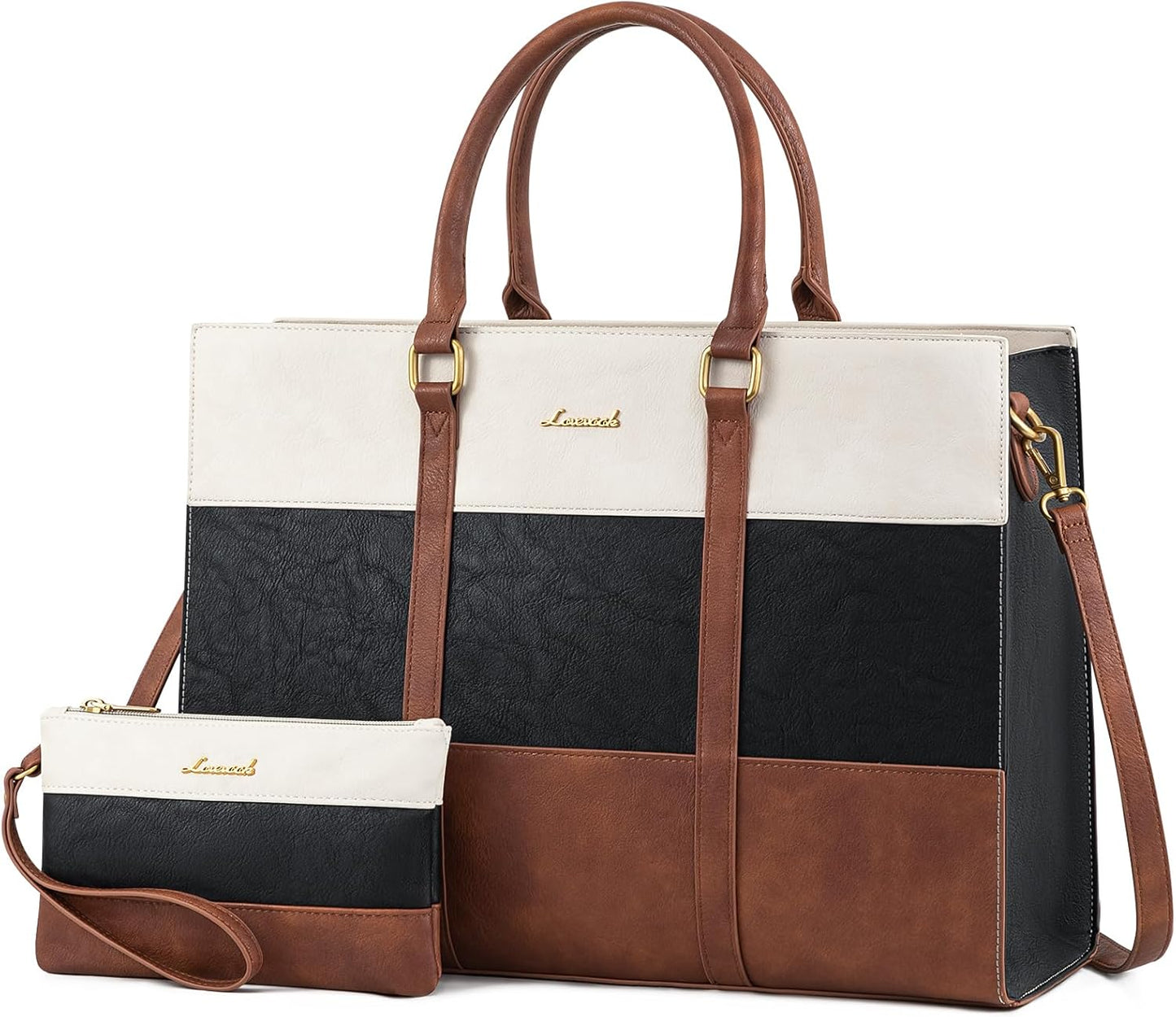 LOVEVOOK Laptop Bag for Women 17.3 Inch Laptop Tote Bag Vintage Leather Work Bags for Women Professional Computer bag