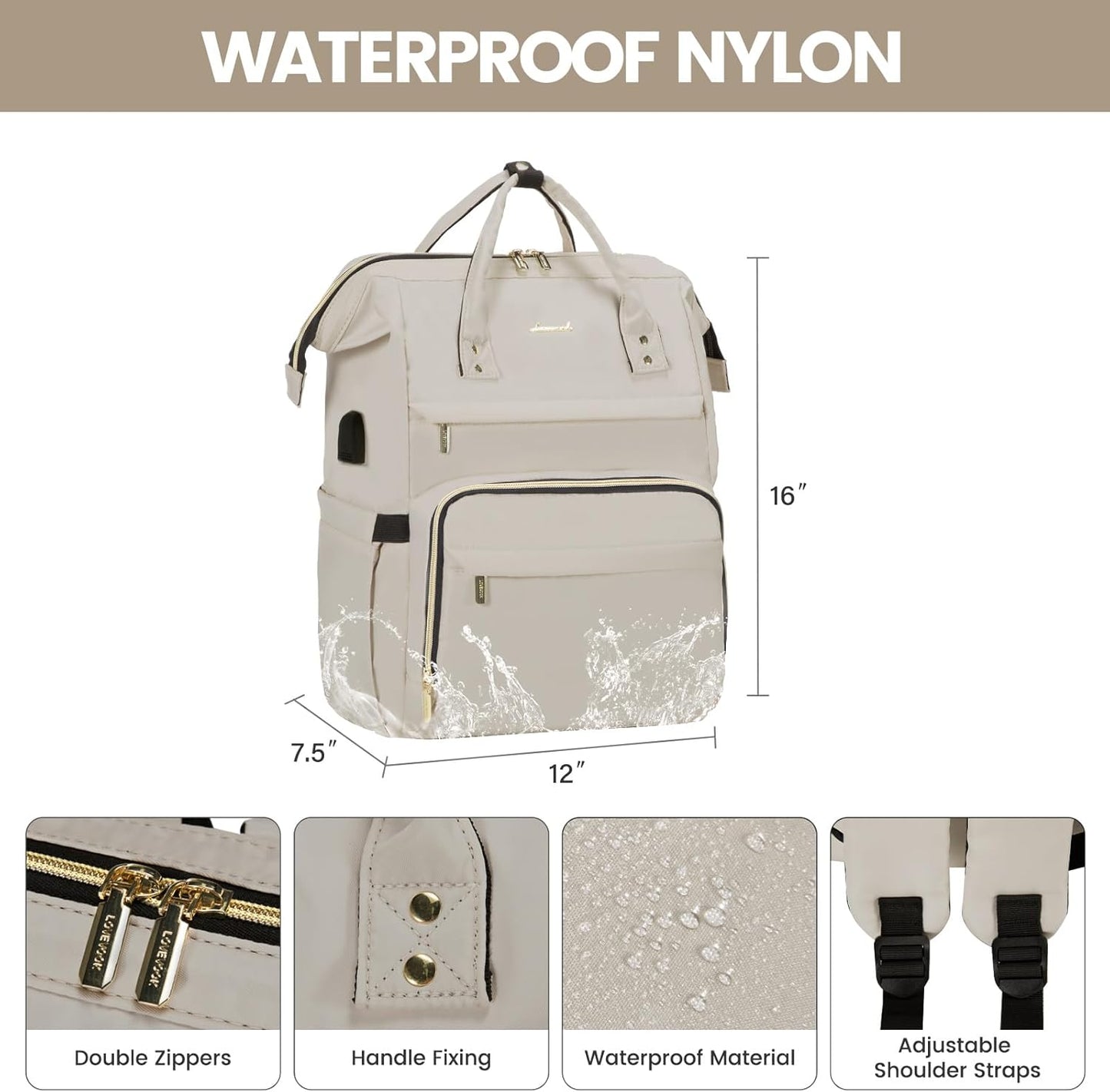 LOVEVOOK Laptop Backpack for Women Teacher Backpack Nurse Bag,Work Bags Backpack Purse Bag Anti-Theft Travel Backpacks with USB Charging Port,15.6 Inch Backpacks for College Business Casual