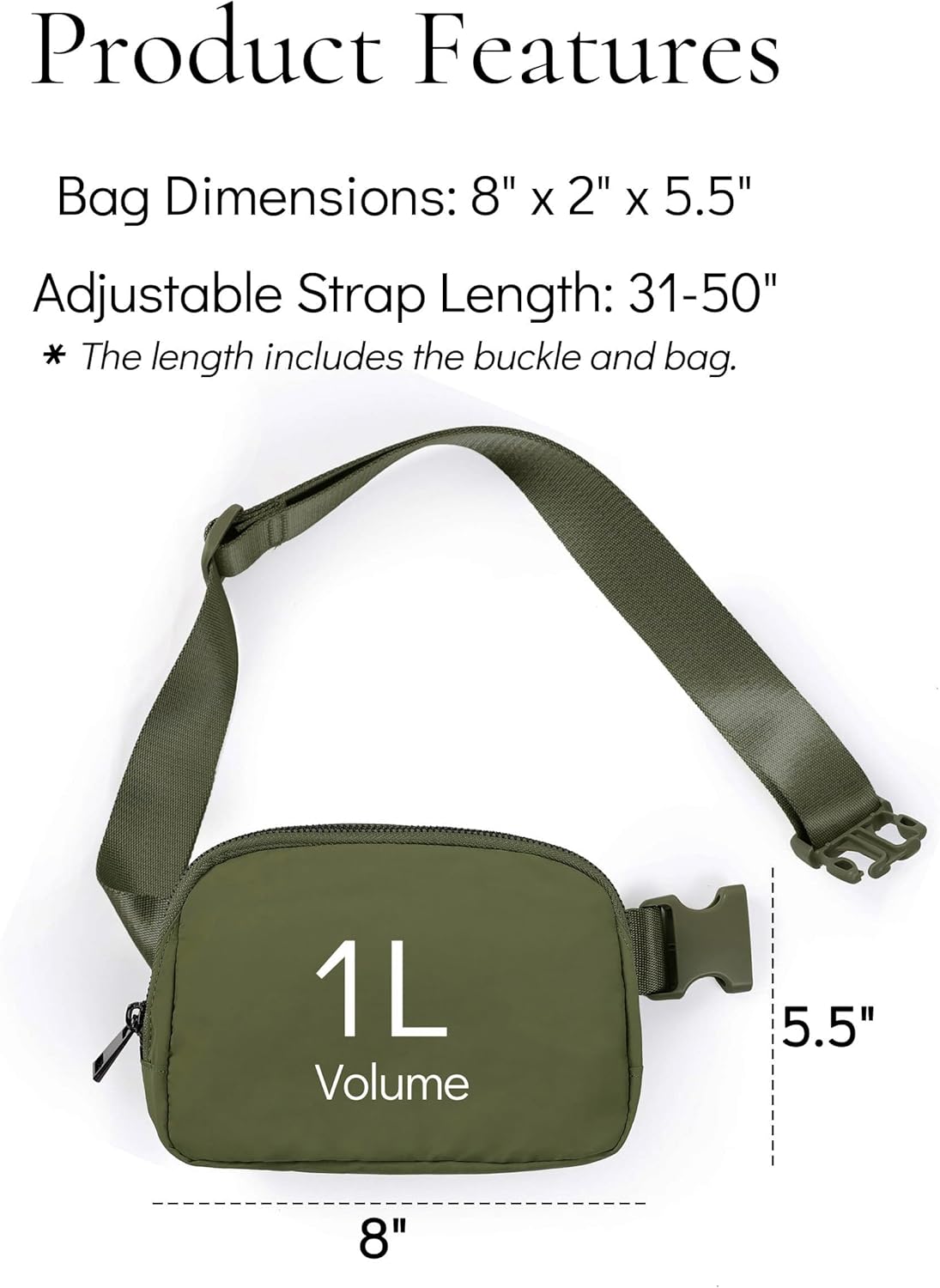 Cross Body Fanny Packs for Women Men Fashion Waist Bag Pouch Nylon Small Travel Crossbody Bags Mini Purse Everywhere Belt Bag Bum Bag with Adjustable Strap for Running Hiking Dim Olive