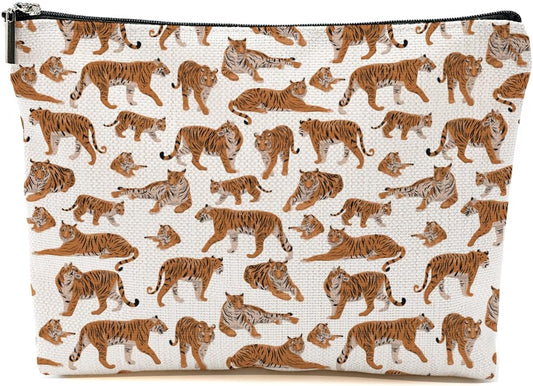 Cute Tiger Makeup Bag Funny Tiger Lover Gift for Women Girls Tropical Animal Lovers Coworkers Teacher Travel Accessories Bag Mothers Day Christmas Birthday Gift Ideas Friendship Appreciate Gift