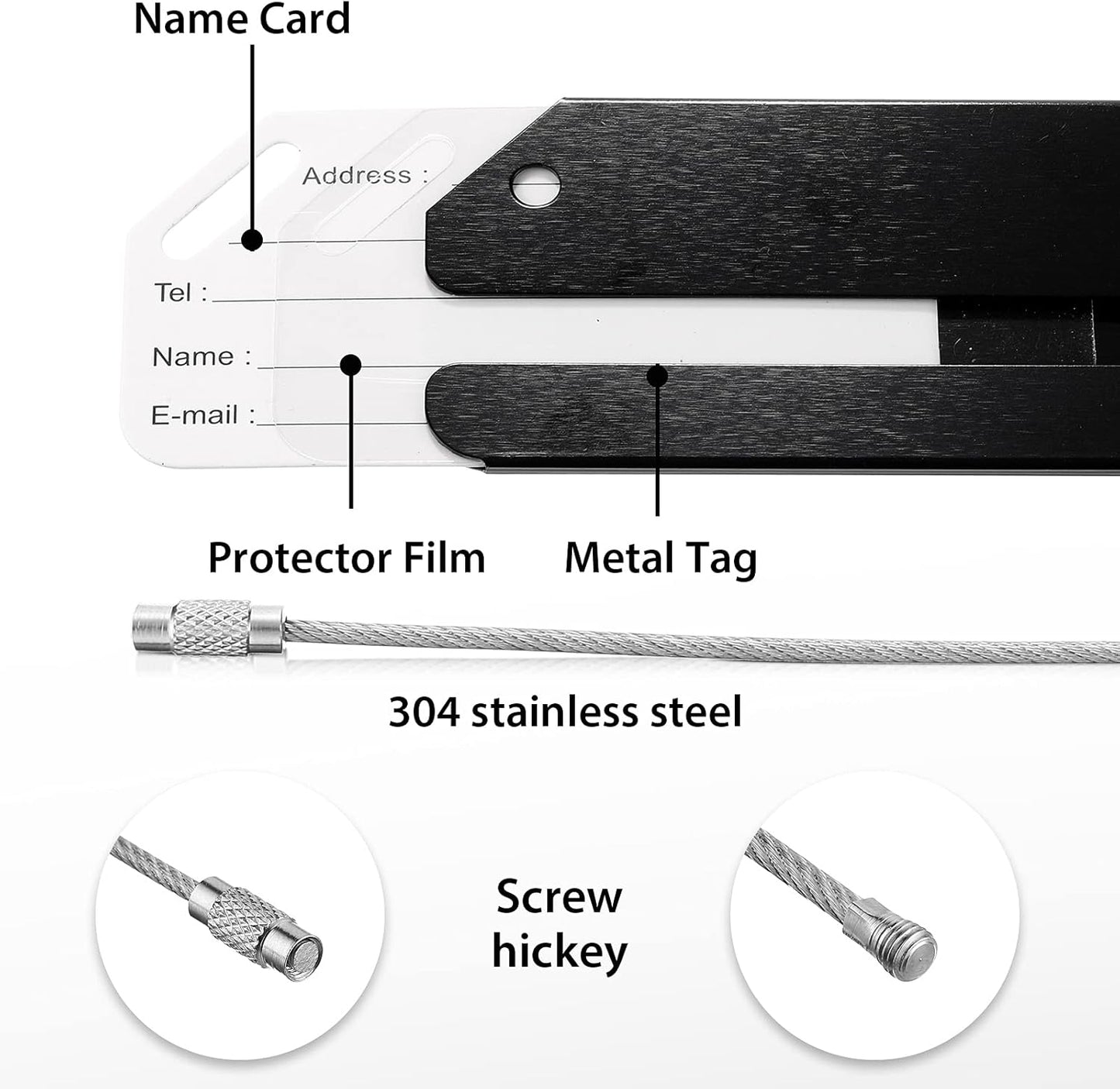 Weewooday 22 Pcs Luggage Tags Business Card Holder Aluminum Metal Travel ID Bag Tag for Suitcases Travel Luggage Baggage Identifier (Black)