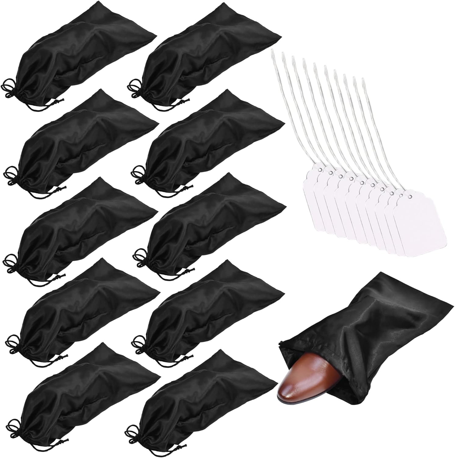 GONGKANGYUAN 10 Pack Shoe Bags for Travel Satin Fabric Shoe Bag with Drawstring for Men Women