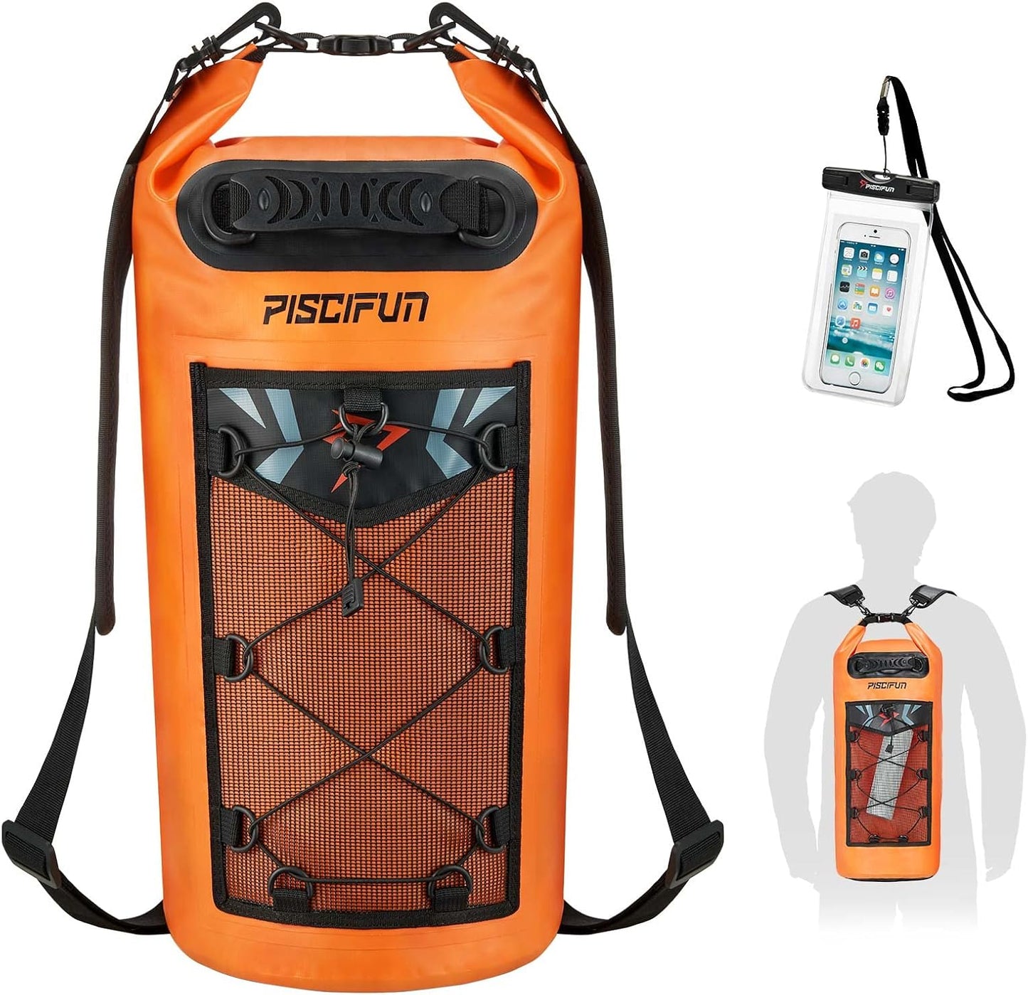Piscifun Dry Bag, Waterproof Floating Backpack 10L/20L/30L/40L with Waterproof Phone Case for Boating, Kayaking, Fishing