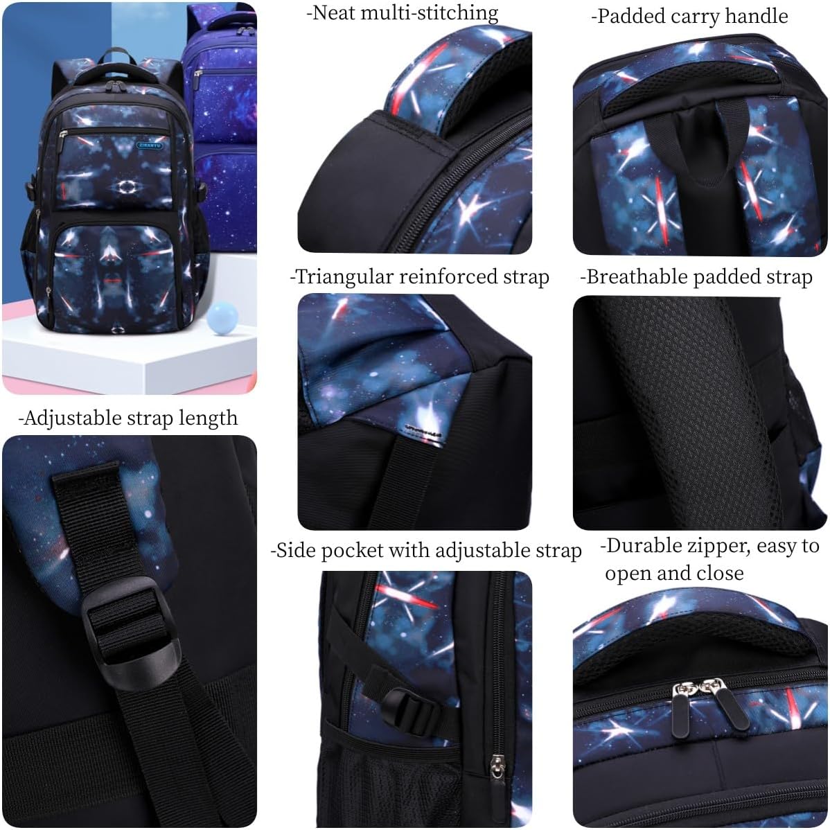 MITOWERMI Boys Backpacks for Primary Junior School Kids Backpack with Lunch Box Galaxy Space Bookbags for Boys Girls