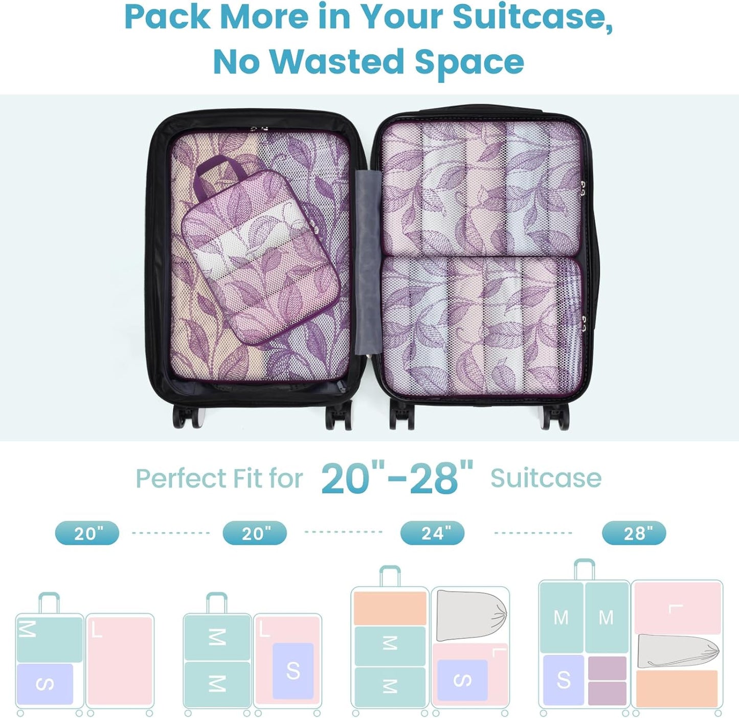 Cambond Compression Packing Cubes for Travel Women - Travel Bags Luggage Organizers Travel Essentials Compression Cubes for Travel Carry on Suitcases Organizer