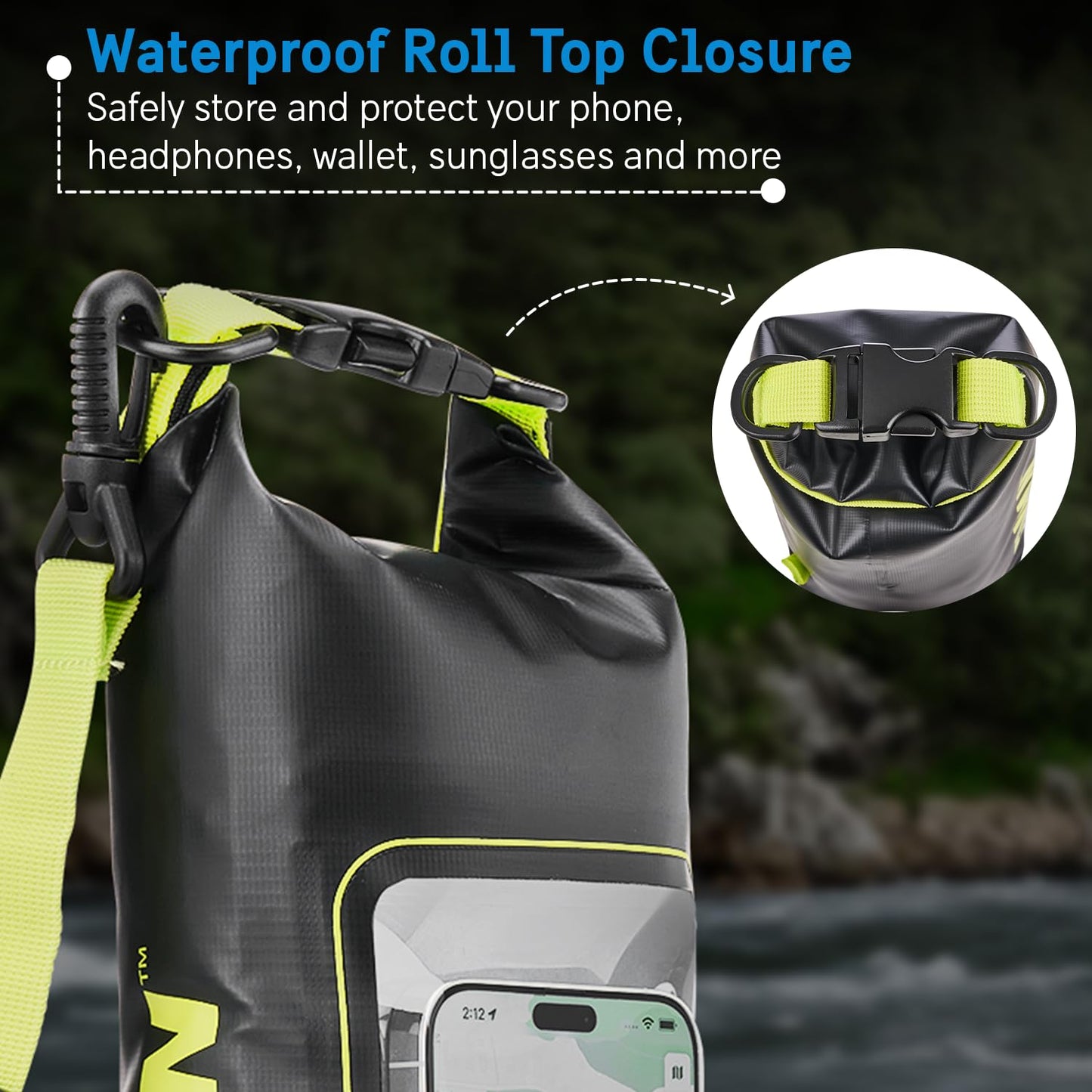 Pelican Marine IP68 Waterproof Dry Bag 2L w/Phone Pouch/Case - Black/Yellow
