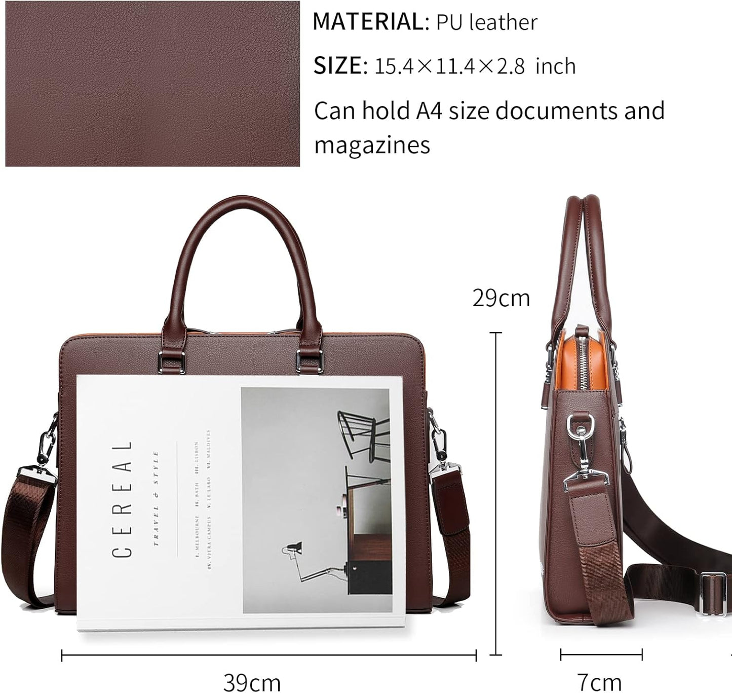 FSD.WG]Business Bag Leather Briefcase Shoulder Laptop Business Bag for Men