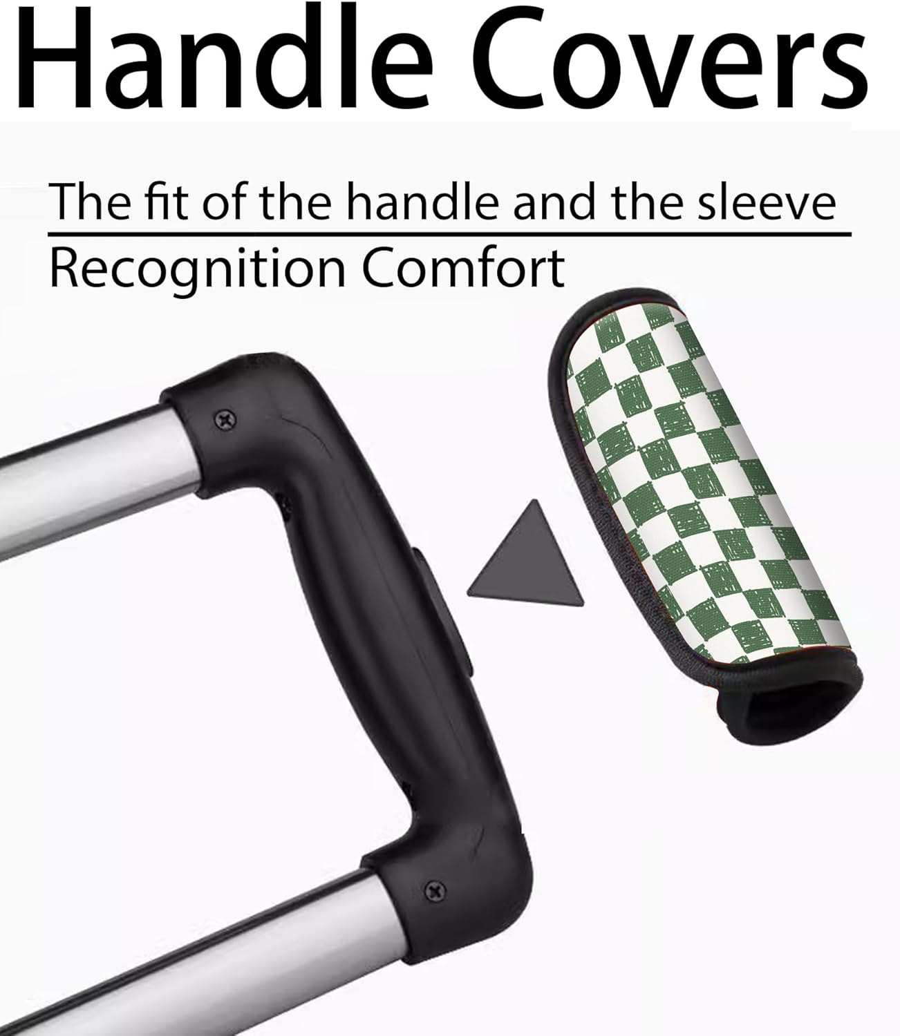 2 Pack Luggage Handle Wrap Travel Tags - Set of Luggage Tags for Suitcases, Identifiers, Marker, and Handle Covers - Cruise Accessories and Travel Gifts（Green Checkerboard