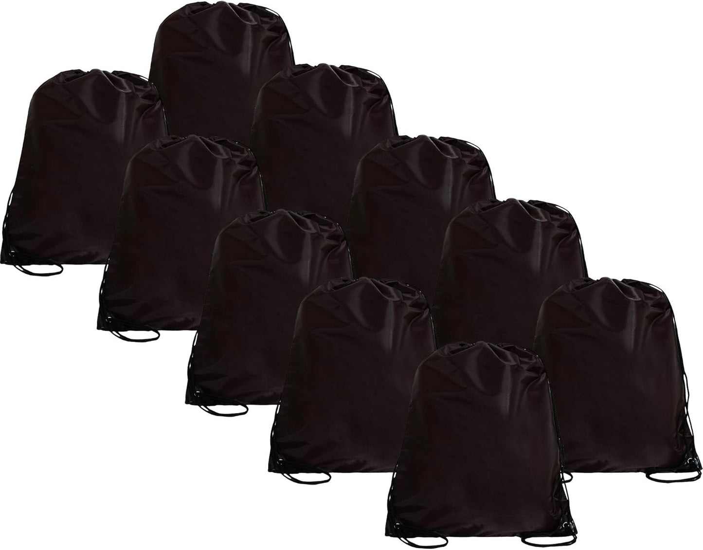 Threadart Drawstring Backpacks - Pack of 10 - Black | Sports Cinch String Sack | Gym, Storage &